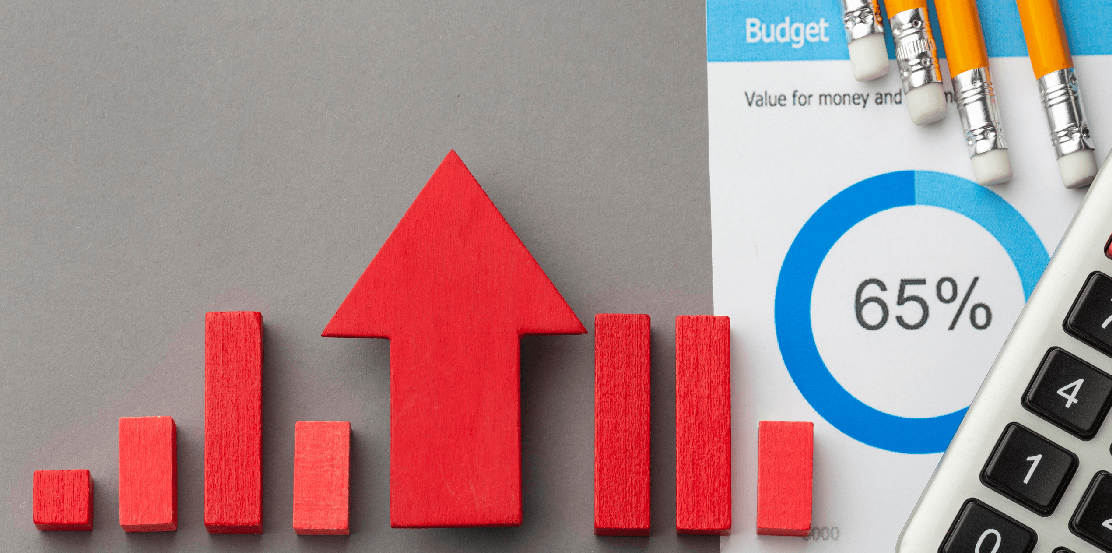 Arrows showing rising cost as asset management challenge with items to calculate on the side